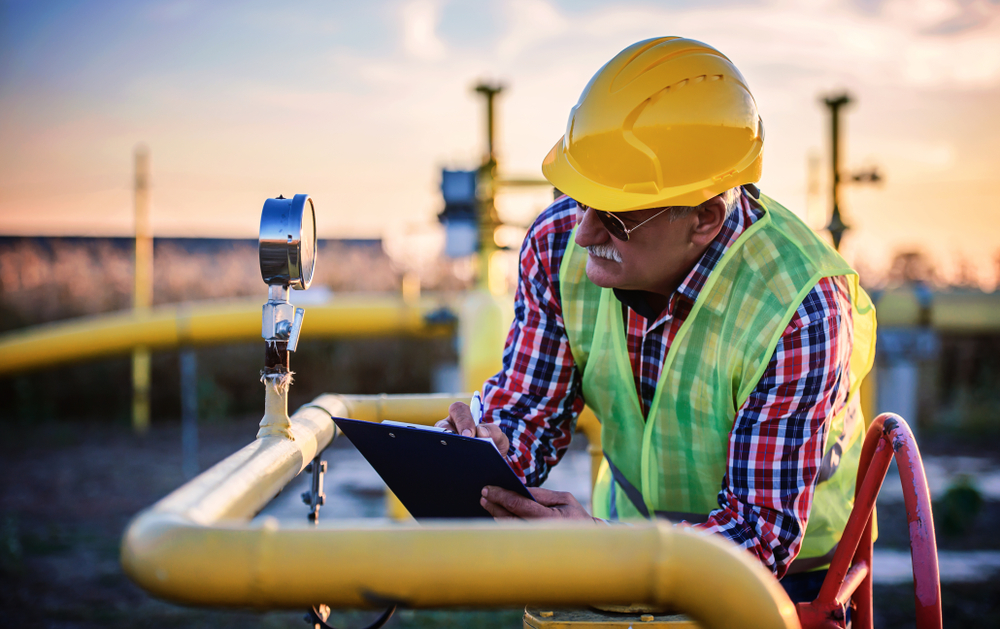 Engineer checking fuel supply